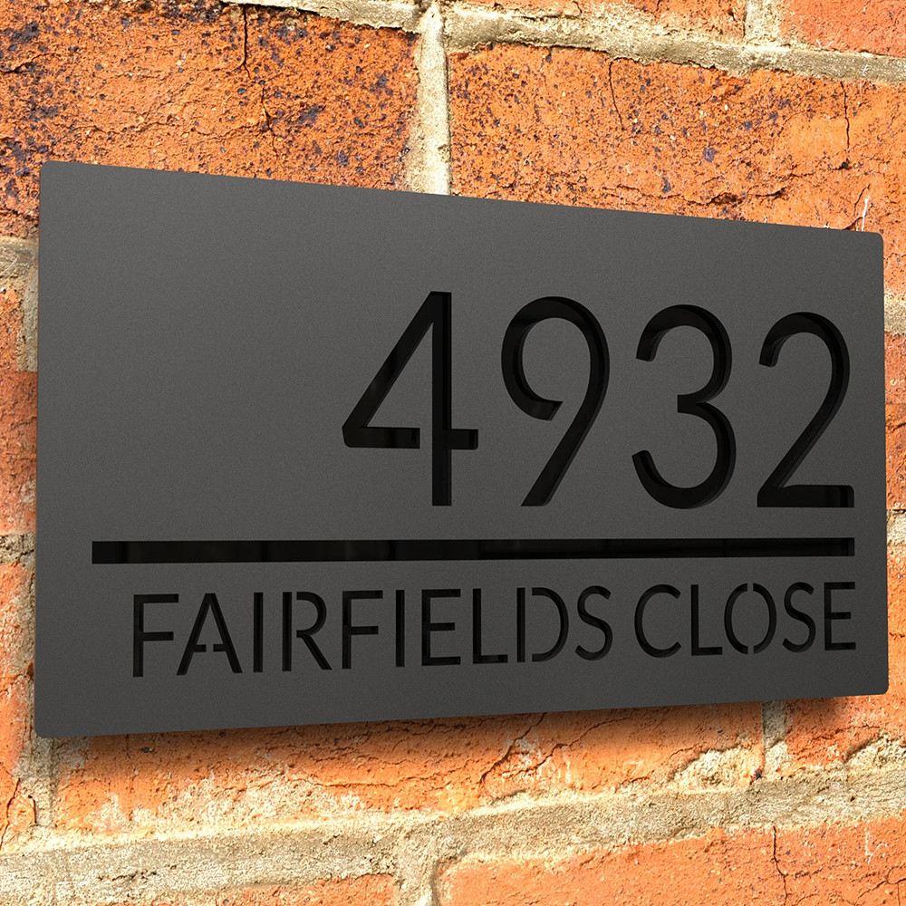 

Personalized Black Grey Matte Plate Laser Cut Acrylic 3D Floating House Number Sign Outdoor Street