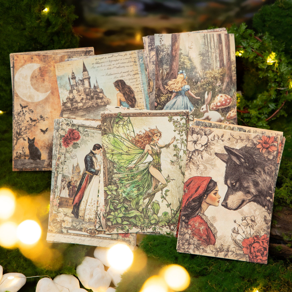 

30Pcs/Lot Memo Pads Material Paper Children'S Fairy Tales Junk Journal Scrapbooking Retro Background