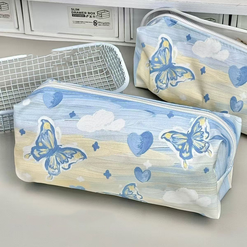 

Butterfly Pencil Case Cute Stationery Pencil Case Girls Estuche Escolar Oil Painting Large Capacity