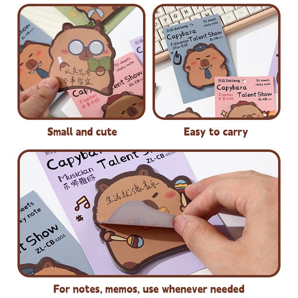 

Kawaii Notes Cute Cartoon Animal Capybara Note Message Memo Key Records Sticky Notes For Student Diy