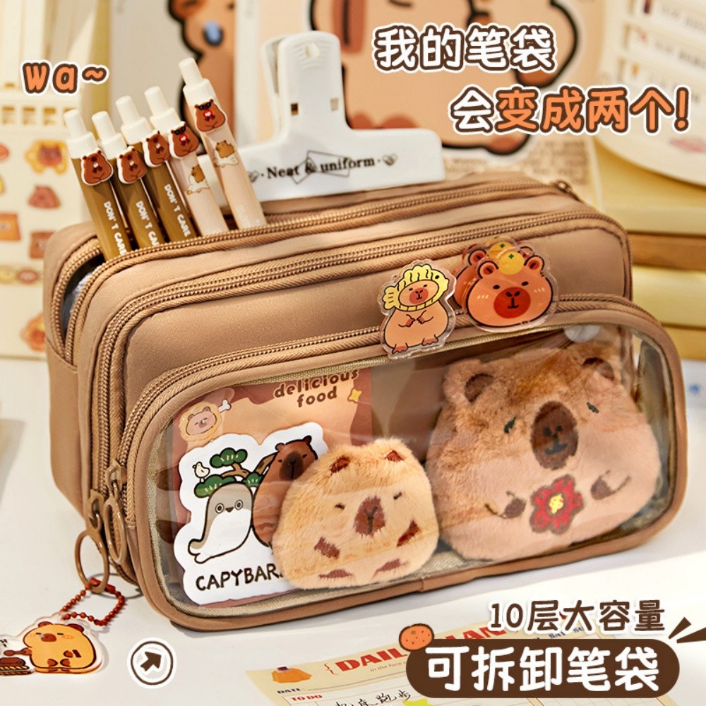 

With Accessories Capybara Pencil Case Large Capacity Removable Pencil Bag Cute Stationery Storage