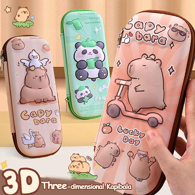 

3D Stereoscopic Cute Cartoon Capybara Large Capacity Pencil Case Multifunctiona Pen Pouch Stationery