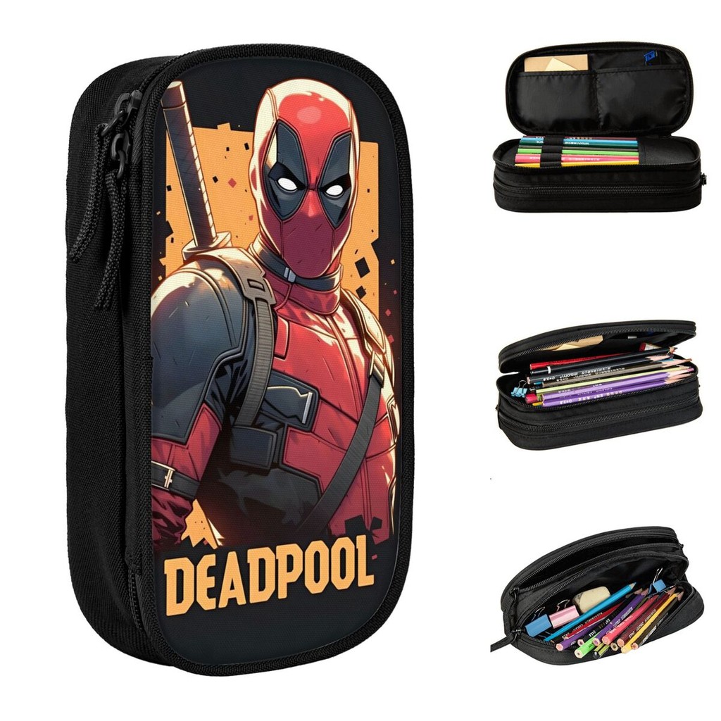 

Deadpool Superhero Art Pencil Cases Fun Cartoon Anime Pen Box Bag For Student Big Capacity School