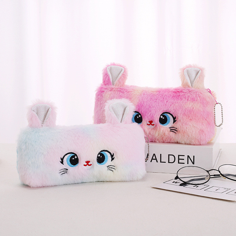 

Cute Gradient Kitten Pencil Case With Large Capacity And High Aesthetic Value Plush Student Holiday