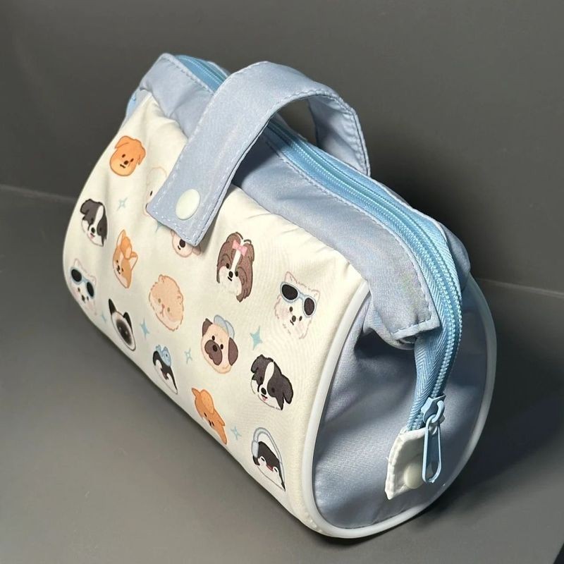 

New Instagram Style Cartoon Dog Pencil Case Simple And Large Capacity Student Stationery Bag Canvas