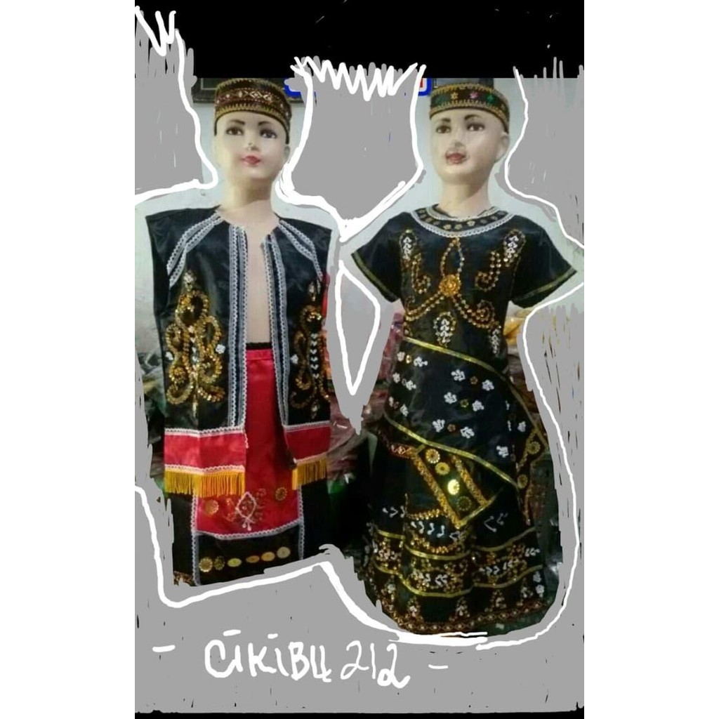 baju pakaian adat kalimantan barat dayak satin