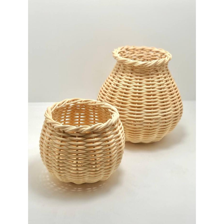 JTTOP" VAS ROTAN - VAS POT BUNGA ROTAN - VAS MEJA DEKORASI RUMAH AESTHETIC