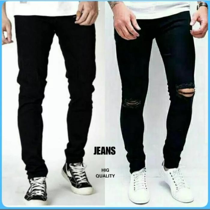 Wearon- Celana Pensil Pria Slimfit Hitam Terbaru-Ready Polos Dan Sobek //Celana Pria Pensil