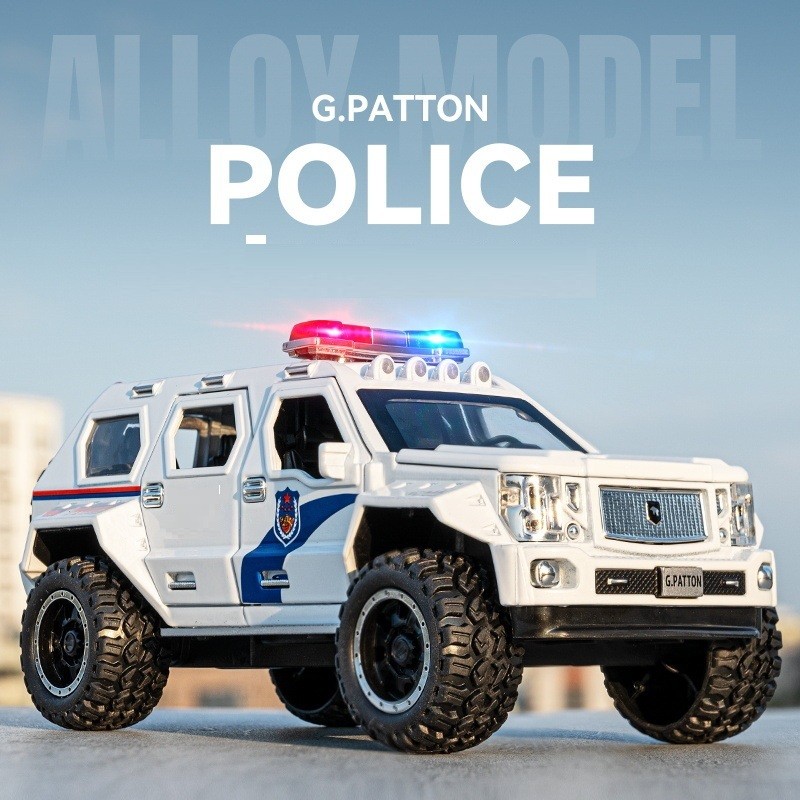 Diecast G-Patton Police Alloy Car Model Diecast 1:24 Scale Sound Light Car Lovers Collection
