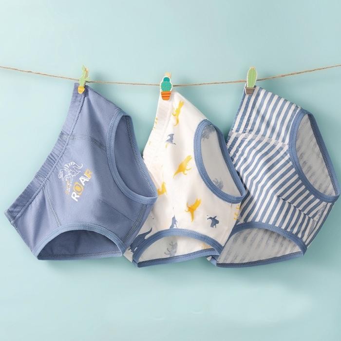 Kikidoo 3pcs Celana Dalam Brief Anak Katun Sempak Cowok Coll Dino BAL49