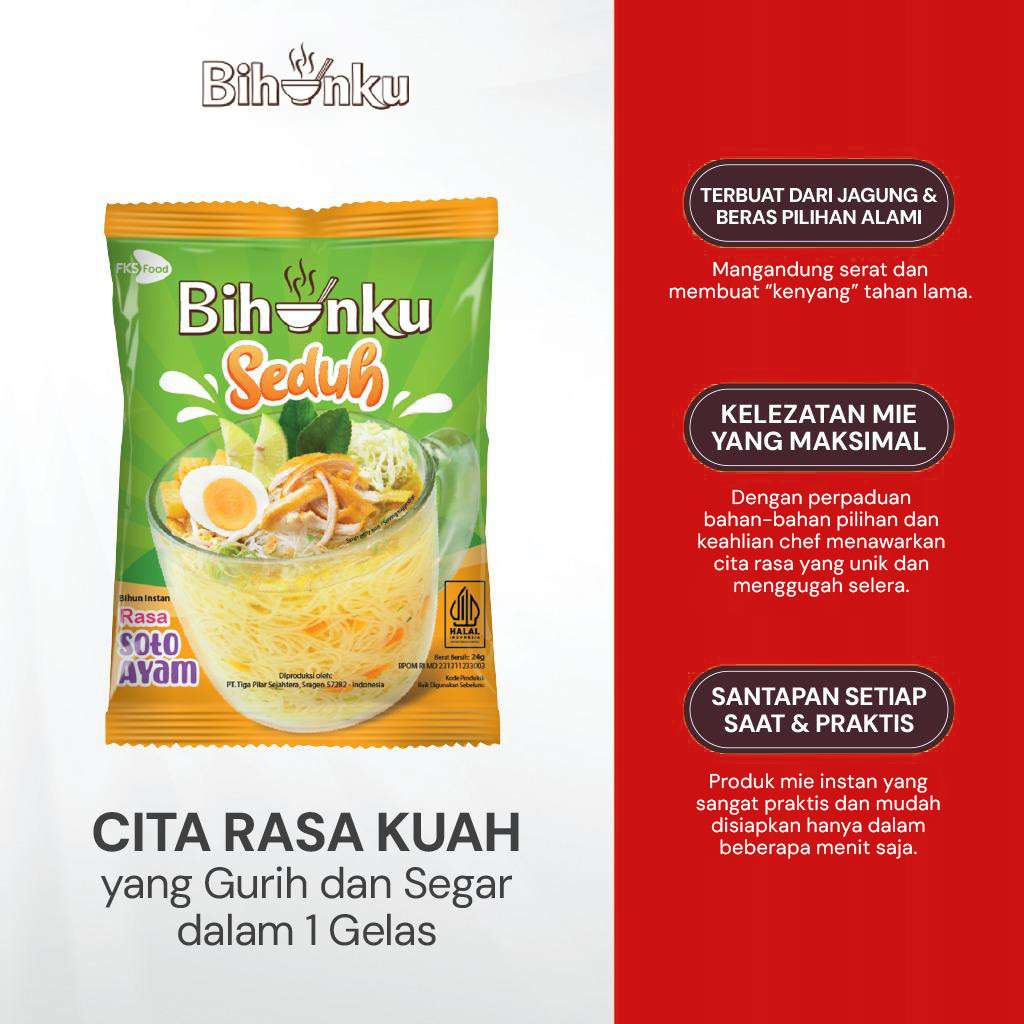 

Bihunku Instant - Seduh Soto - 1 Karton - 120 Pcs - 24gr
