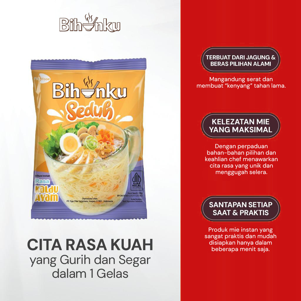 

Bihunku Instant - Seduh Kaldu ayam - 1 Karton - 120 Pcs - 24gr