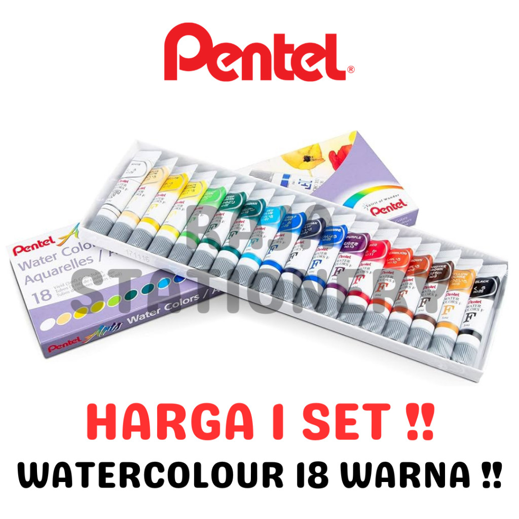 

Pentel Arts 18 Watercolour Paint / Cat Air 18 Warna Pentel WFRS-18 - RAJA BIGBOX