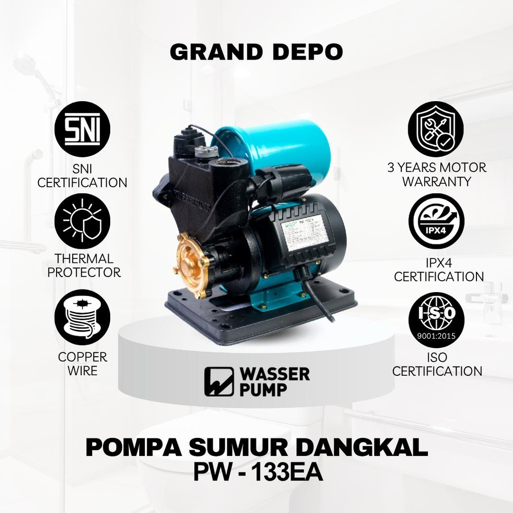 Wasser Pompa Air Sumur Dangkal PW 133EA / Pompa Air Sumur Dangkal Wasser