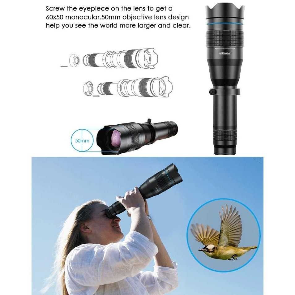 Apexel Apl-Js60X - 60X Telephoto Smartphone Lens - Lensa Tele 60X Zoom