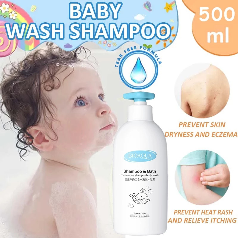 BIOAQUA SABUN MANDI BAYI 500ML SABUN MANDI CAIR BABY BODY WASH / HAIR SHAMPOO / BABY BATH SABUN BAYI