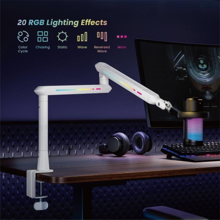 

Premium Dynamic Microphone Boom Arm RGB Bracket Stand Oximus C191L Attractive lighting color the