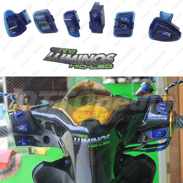 ```````] Saklar Tombol On Off Transparan By Nine Luminos Vario 125 / 150 Biru