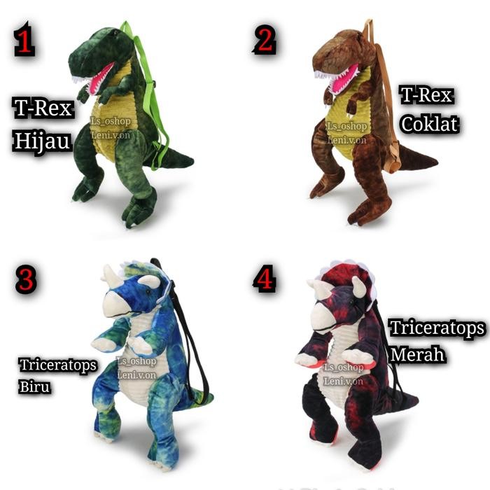 TERLARIS Tas Karakter Dino / Tas Dinosaurus / Tas Ransel Anak / Tas Boneka Dino