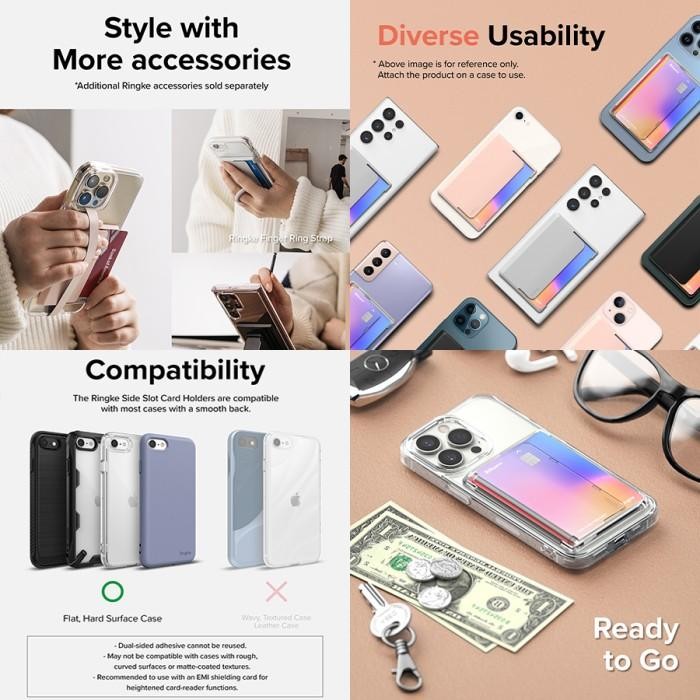 

Ringke Universal Side Slot 3 card Holder Clear Mist Tempat Kartu Tipis