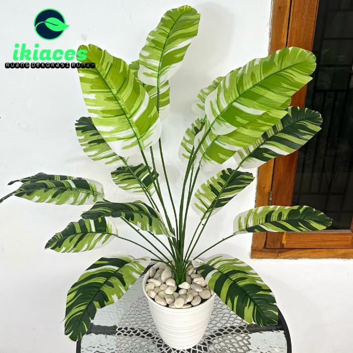 *CepatSampai*_ DAUN PISANG JUMBO ARTIFICIAL CORAK DAUN PISANG PLASTIK BUNGA POT HIAS