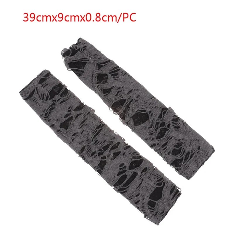 Casaul Broken Slit Gloves Sexy Gothic Fingerless Gloves Halloween Gloves Black Ripped Holes Decor