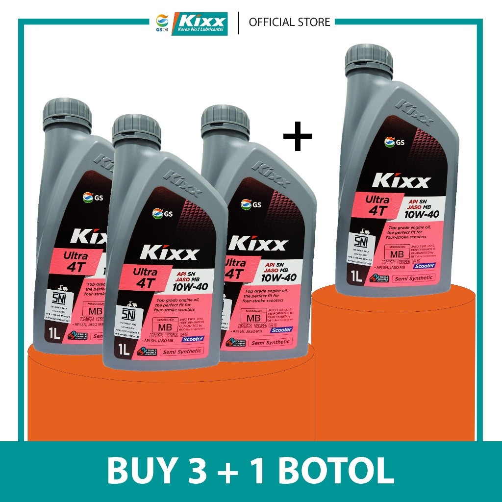 Buy 3 Get 1 Free - KIXX Oli Motor Scooter Ultra 4T SN JASO 10W-40
