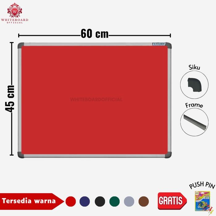 

Softboard Bludru Gantung / Corkboard / Pin Board / Papan Pengumuman / Mading 45 x 60cm / Sakana