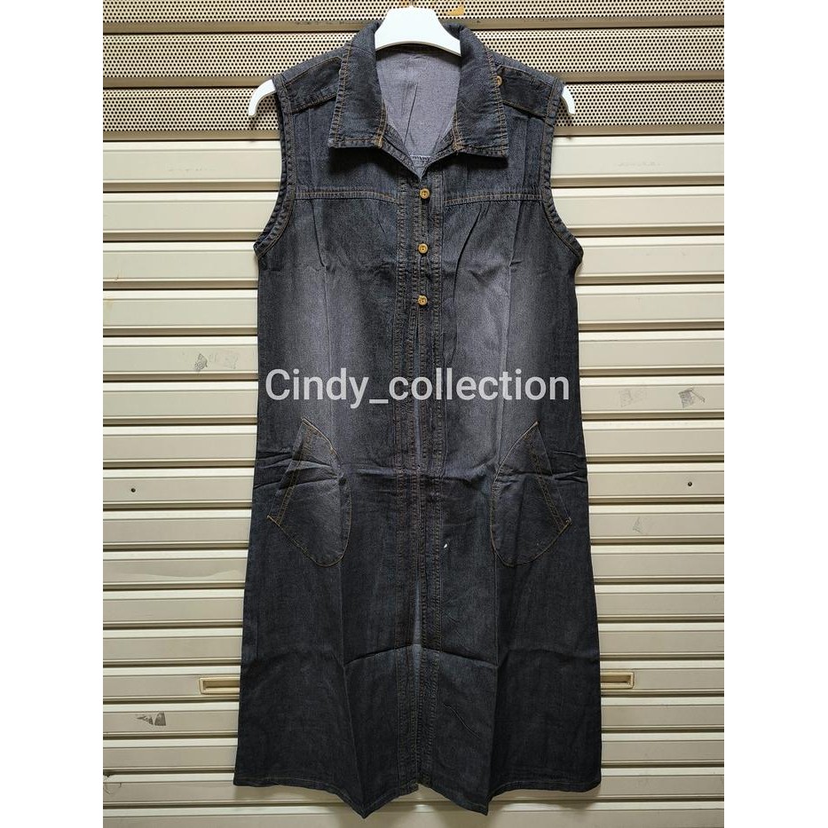 Coatelle- Rompi Vest Panjang Jeans Wanita Rompi Jeans Panjang Outer Jeans Wanita Long Vest Denim