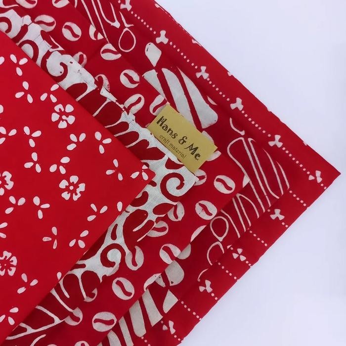 Trenatik- Kain Perca Batik Cap Motif Merah Putih