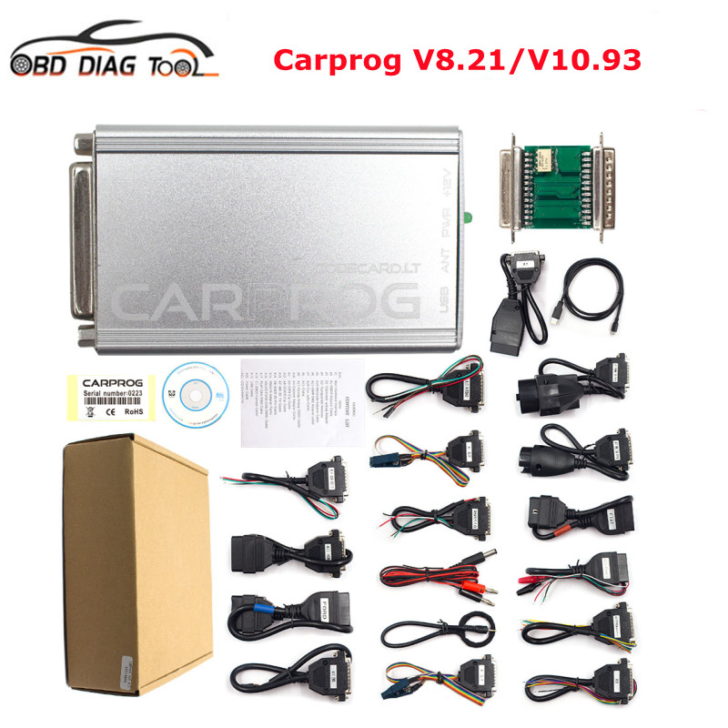 New Carprog 8.21 No Tokens Adapter Online Car Prog V8.21/V10.93 OBD2