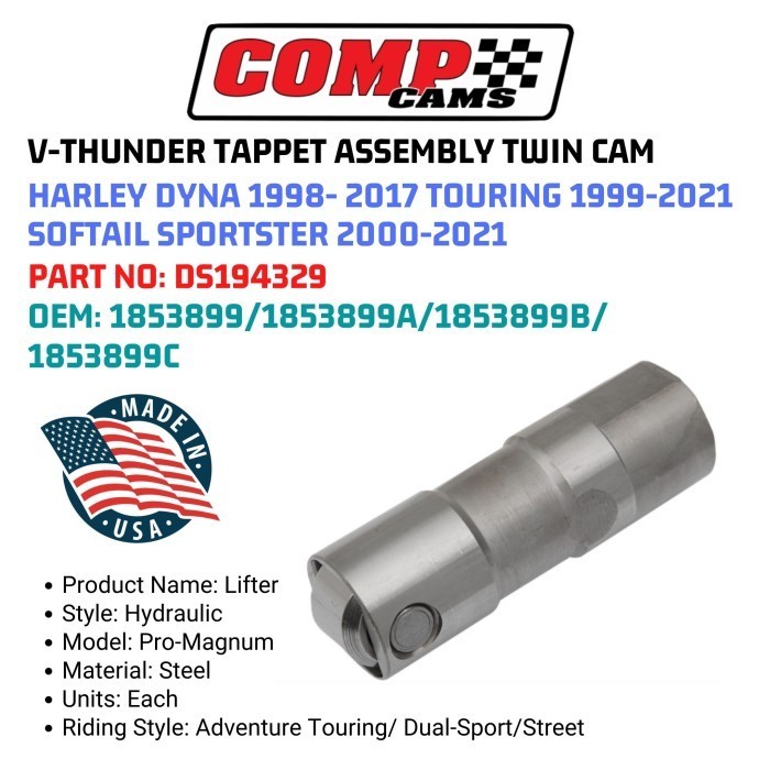 V-THUNDER ROLLER TAPPET ASSEMBLY TWIN CAM HARLEY DYNA TOURING SOFTAIL