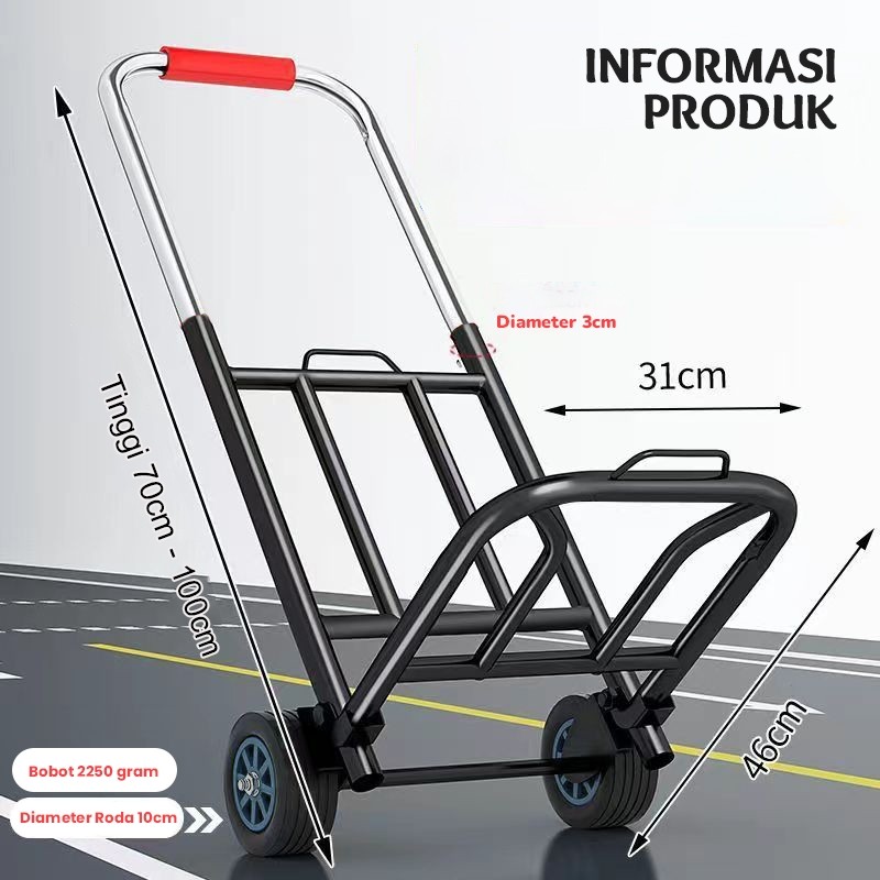 Troli Lipat Troli Besi Lipat Galon Troli Angkat Barang Troli Lipat Dengan Roda Serbaguna - V7A2