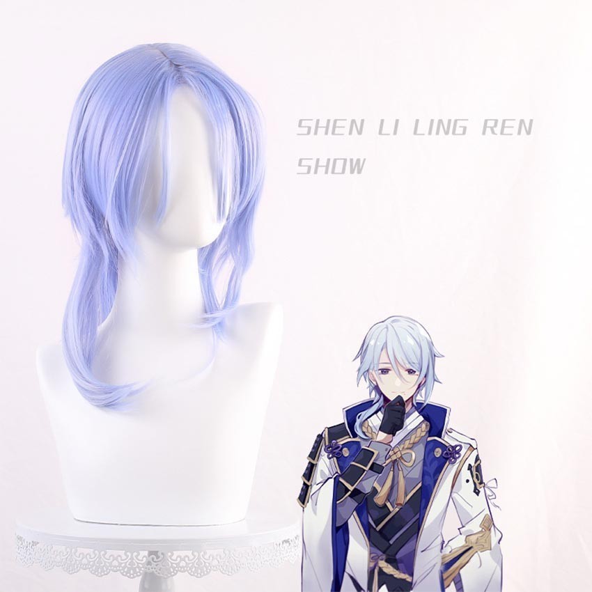 Wig Ayato Cosplay Genshin Impact Rambut Kamisato Ayato Dewasa/Anak-Anak Dapat Menggunakannya