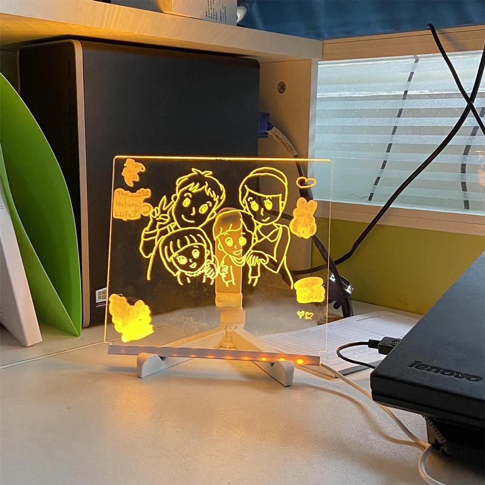 

Message Board Led Letter Light Up Dry Erase Board With 7 Colorful Pens With Light Acrylic Drawing