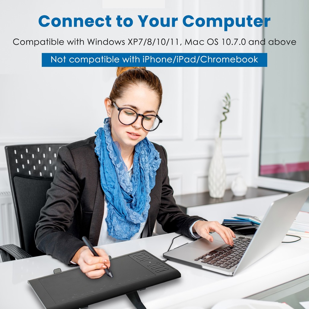 

Graphics Tablet Fangor 1060Plus Full Hd 5080Lpi 8192 Pressure Levels 14.2X9.5Inch With 22 Keys 60