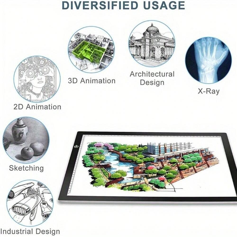 

1Pc A4 Digital Graphics Tablet: Led Light Box Pad For Writing, Painting, Drawing And Tracing - Usb