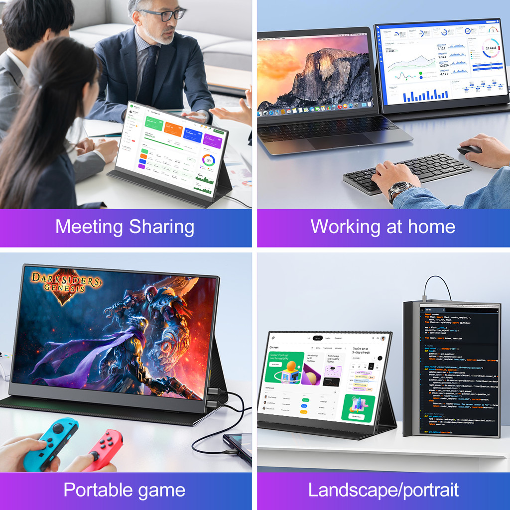 

15.6 Inch Portable Monitor 1920X1080 Fhd Ips Gaming Display - Vesa 75*75Mm For Laptop Tablet Phone +