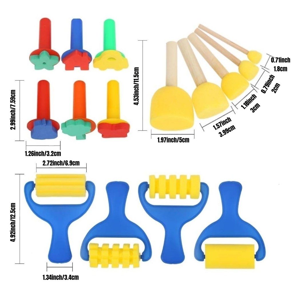 

39 Pcs Paint Sponges For Kids,Arly Learning Toddlers Sponge Paint Brushes Stamps Foam Art Craft