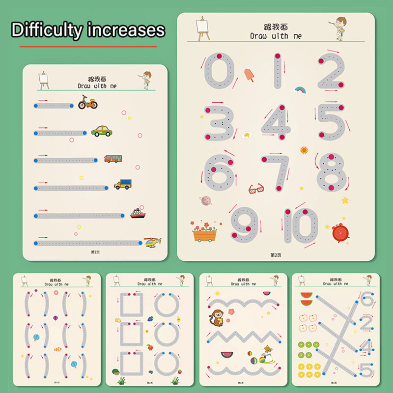 

Montessori Math Learning Children Toys Drawing Tablet Pen Control Hand Training Shape Math Match