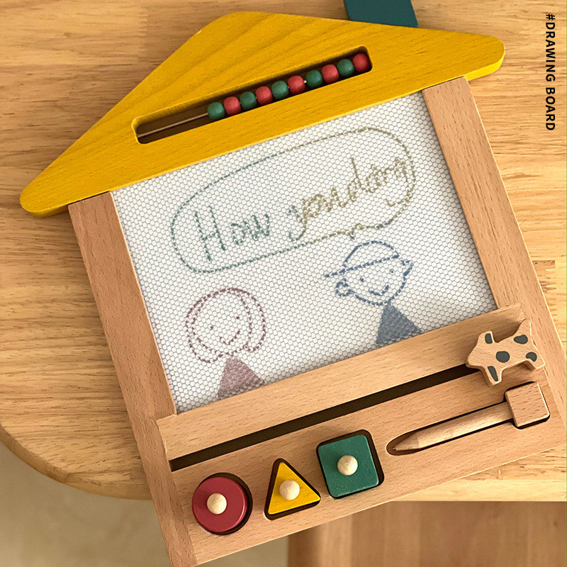 

Children'S Magnetic Wooden Retro Drawing Board Funny Graffiti Home Writing Board Color And Shape