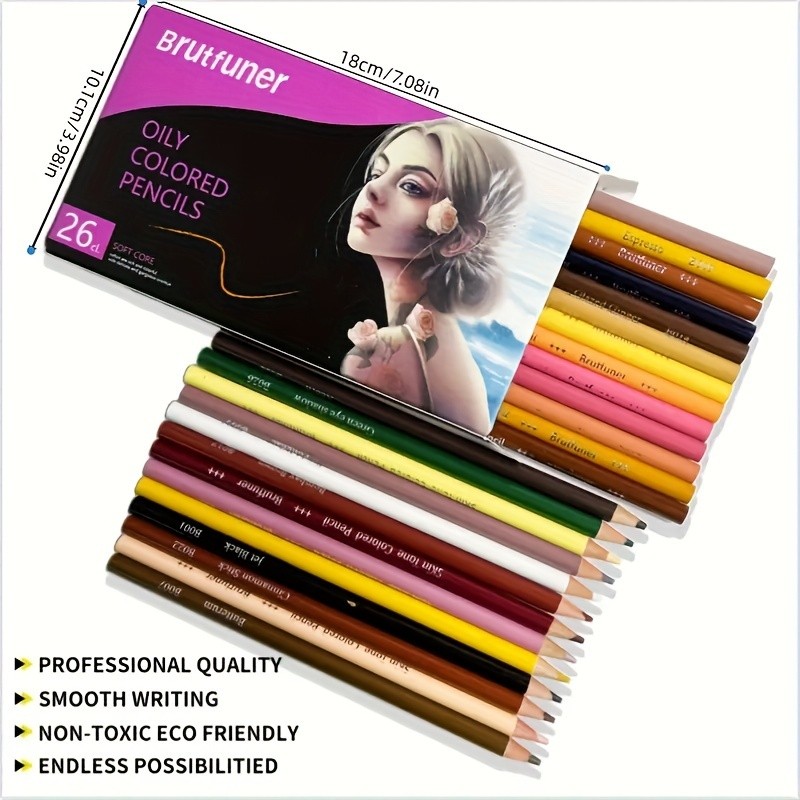 

Brutfuner 26/50/72Pcs Skin Tone Colored Pencils Oil Based Sketching Drawing Pencil Set For Beginner