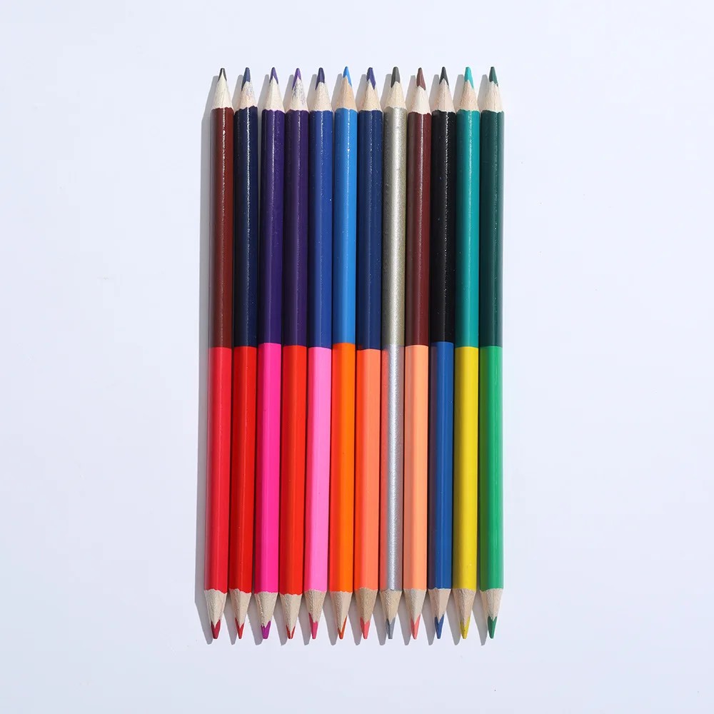 

12Pcs Colored Pencils Double Headed 24Color Color Lead Pencil Wood Colored Pencils For Drawing