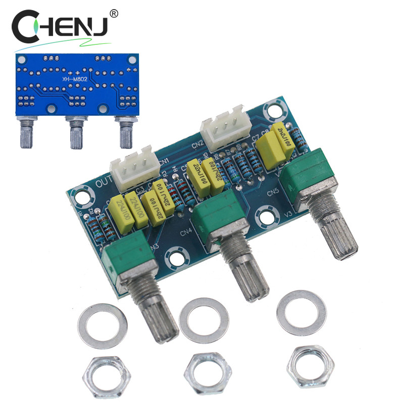 1pcs Subwoofer PCB Adjustment Amplificador XH-M802 Amplifier Board High And Low Voltage Mixer Tone B