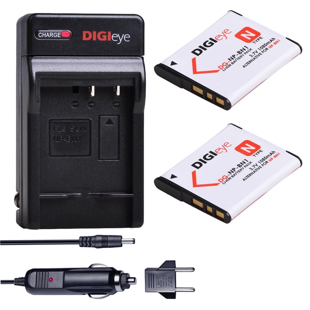 2Pcs NP-BN1 NPBN1 Battery + Charger Kit for Sony Cyber-Shot DSC QX10 QX100 DSC T99 T110 TF1 TX5 TX7 