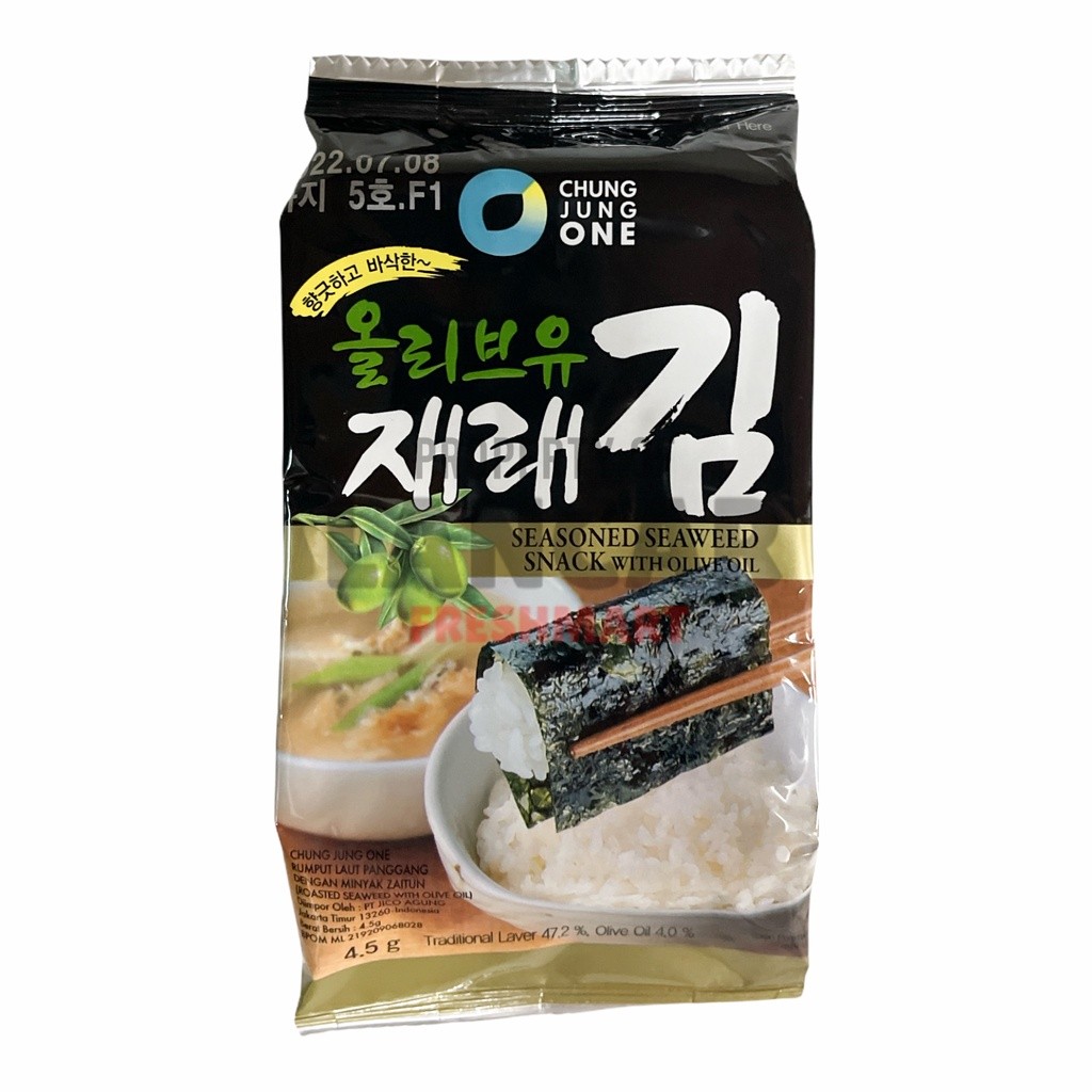 

CHUNG JUNG ONE NORI RUMPUT LAUT OLIVE OIL 4.5GR / NORI SUSHI RUMPUT LAUT OLIVE OIL