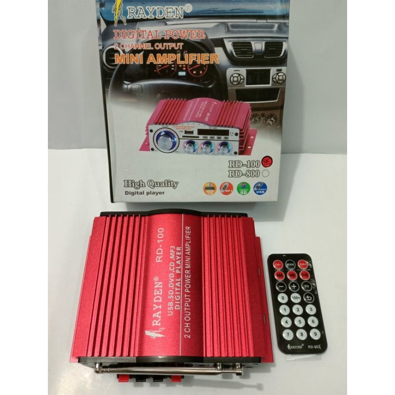 power amplifier RAYDEN RD 100 power mini USB, SD card,MP3, radio with remote control