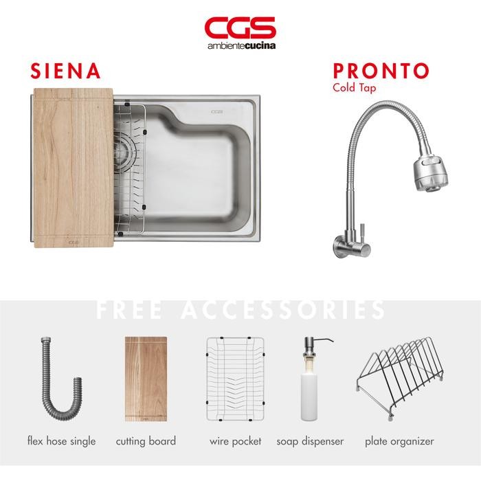 Terbaru Kitchen Sink Bak Cuci Piring Dapur Stainless Steel 1 Lubang Cgs Siena Workstation Sink -