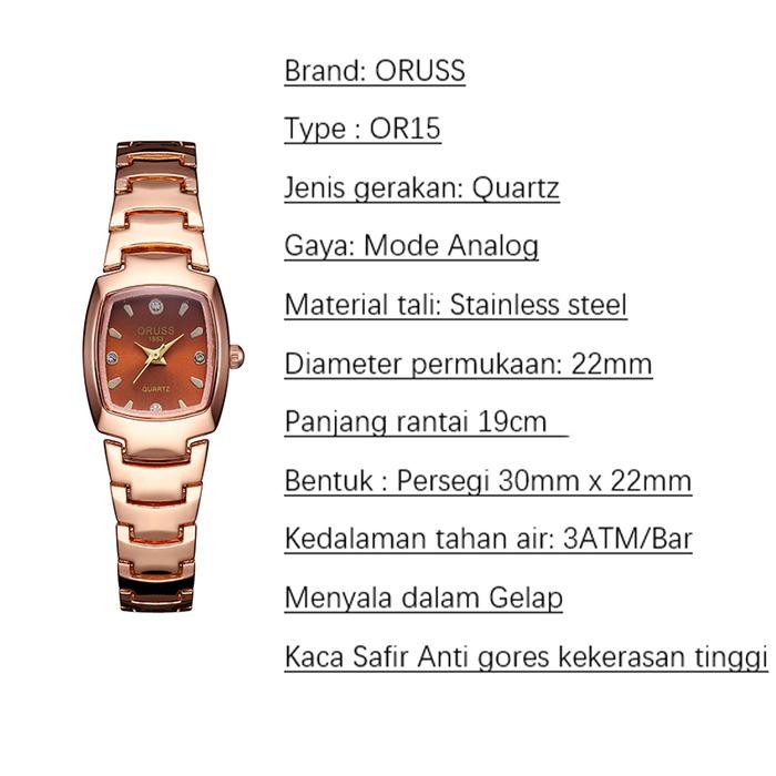 Femmora- Oruss Jam Tangan Wanita Stainless Steel Tahan Air Asli Gelang Ringan