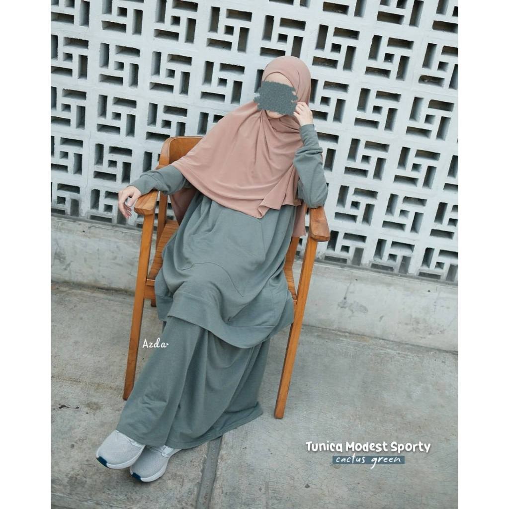 Bergaransi Tunica Modest Sporty Azda Tunik Set Rok Kulot Olahraga Setelan Baju Olahraga Wanita